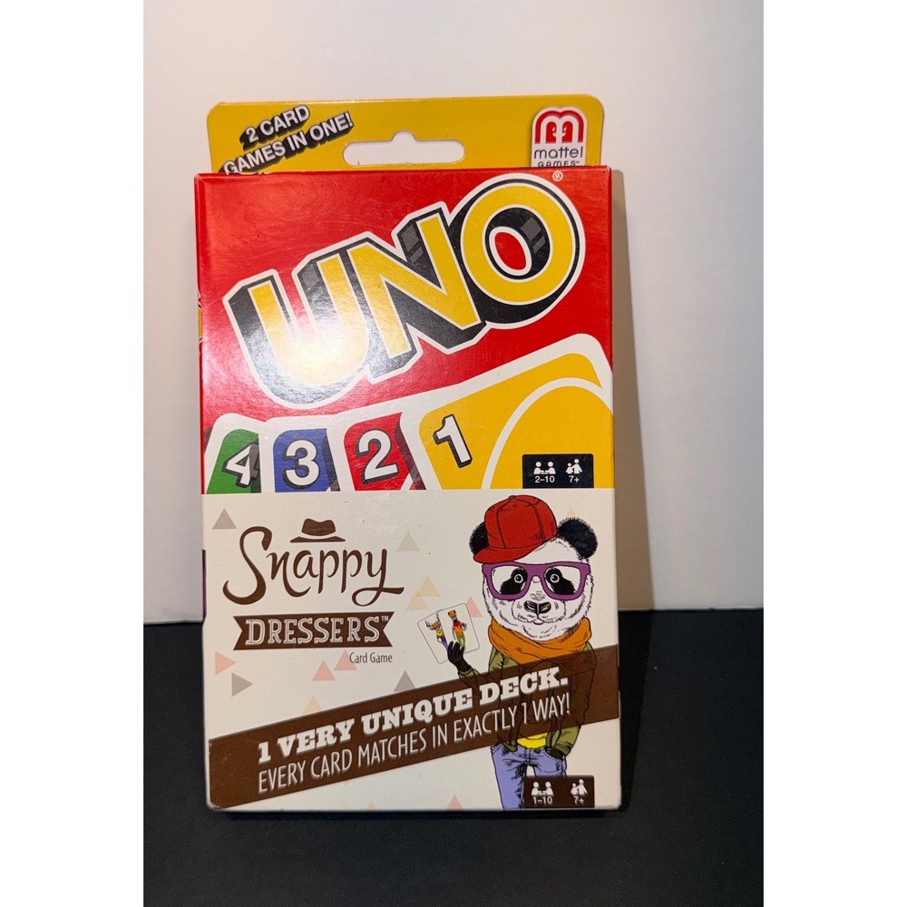 NEW Mattel Games Uno Snappy Dressers 2 Card Games in One Set FTF26 Ages‎ 7+ 2017